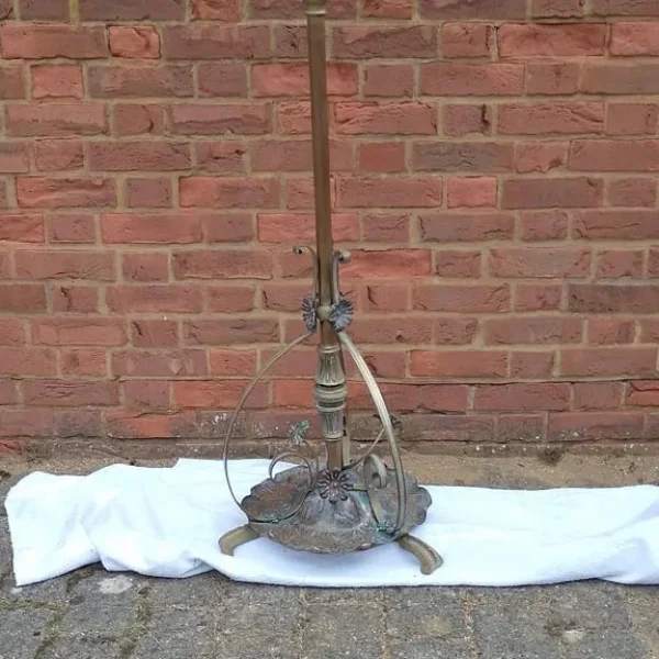 Art Nouveau brass and copper lamp