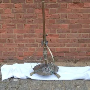 Art Nouveau brass and copper lamp