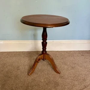 Vintage Solid Wood Pedestal Table 21in Diameter
