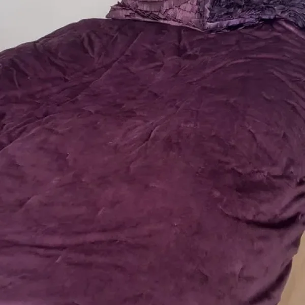 King size velvet bed cover with satin throw and cushion covers