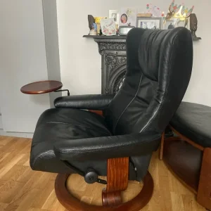 Stressless Wing Chair and Ottoman - Image 5