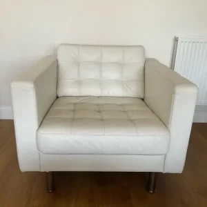 Living room set: 3-seater leather sofa and 2 armchairs - Image 4