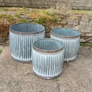 Set of 3 Ribbed Dolly Tub Planters New - Image 2