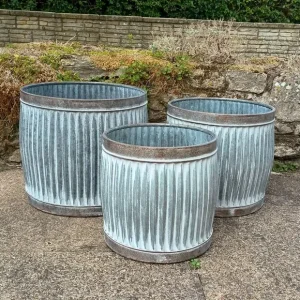 Set of 3 Ribbed Dolly Tub Planters New