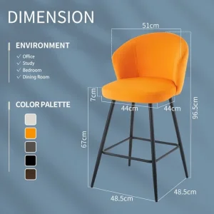 Dellaposta Modern 67cm Velvet Bar Stools with Diamond Tufted Back (Set of 2) - Image 6