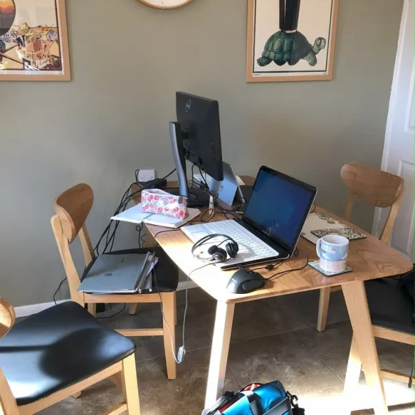 Scandinavian Style Wood Dining Table and Four Chairs