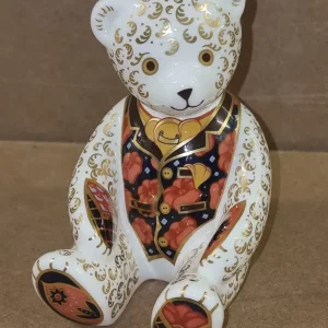 Large Retired Royal Crown Derby Debonair Bear Paperweight