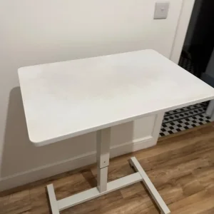 White Small Rising Desk Manual Pulley