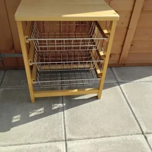 Rubber wood storage rack with 3 stainless steel shelves - Image 2