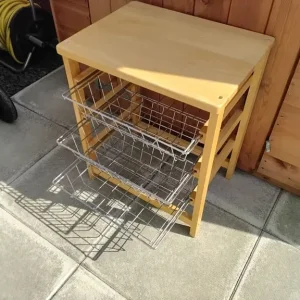 Rubber wood storage rack with 3 stainless steel shelves - Image 3
