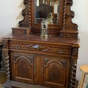 Circa 1895 Walnut Commode with Marbled Top