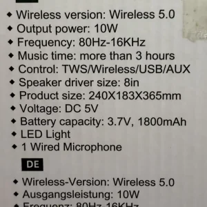 Hoco BS37 Wireless Portable Speaker with Microphone and LED Lights - Image 4