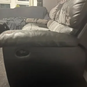 2x three seater recliner leg rest sofas - Image 2