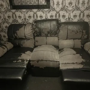 2x three seater recliner leg rest sofas - Image 3