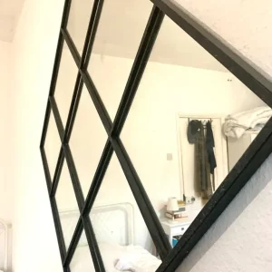 Large square black metal mirror - Image 2