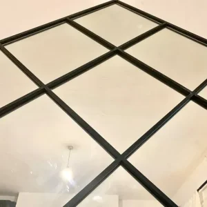 Large square black metal mirror - Image 3