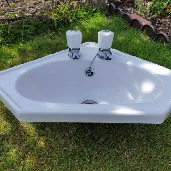 Caravan Corner Bathroom Sink with Taps and Waste