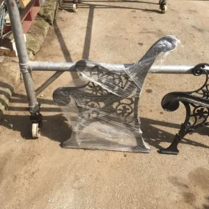 Pair of Vintage Cast Iron Garden Bench Ends - powder coated - Image 2