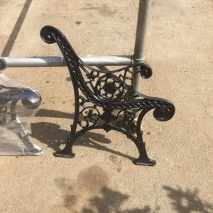 Pair of Vintage Cast Iron Garden Bench Ends - powder coated - Image 3