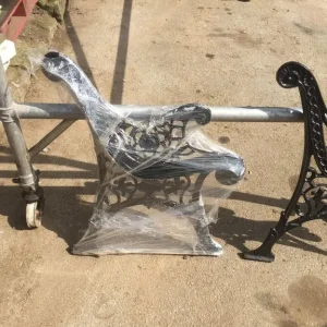 Pair of Vintage Cast Iron Garden Bench Ends - powder coated - Image 4