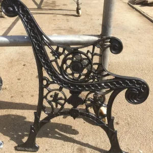 Pair of Vintage Cast Iron Garden Bench Ends - powder coated - Image 5
