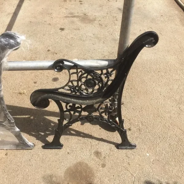 Pair of Vintage Cast Iron Garden Bench Ends - powder coated