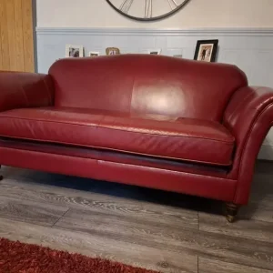 MARKS AND SPENCER RED LEATHER SOFAS X 2 - Image 2