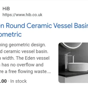 Eden Geometric wash hand basin with bath mat and shower hose - Image 3