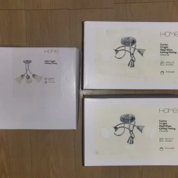 3 brand new Argos chrome light fittings