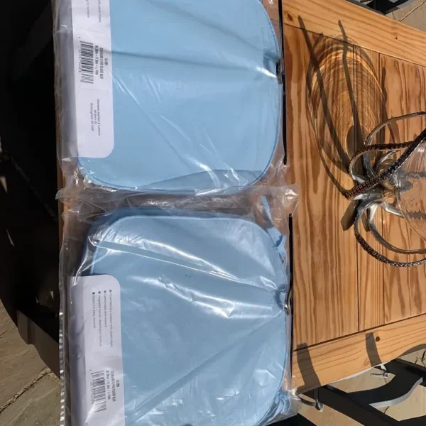 Glendale D-shaped garden cushions in Placid Blue