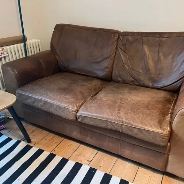Leather 2-seater sofa