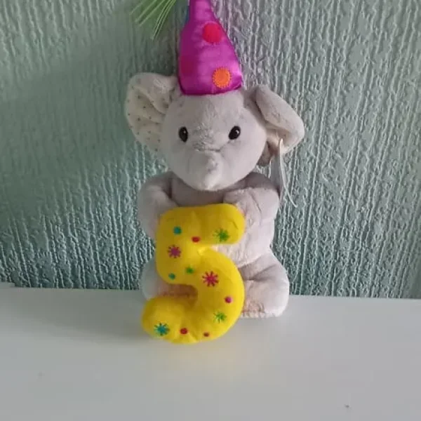 Age 5 birthday elephant plush