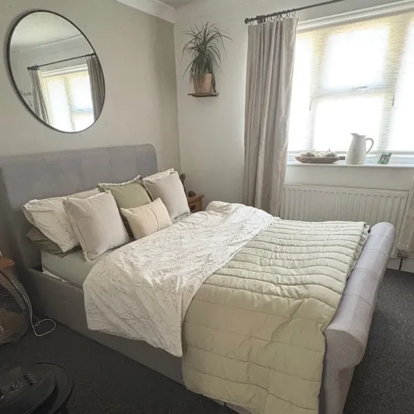 Double Dunelm sleigh bed with 2 storage drawers