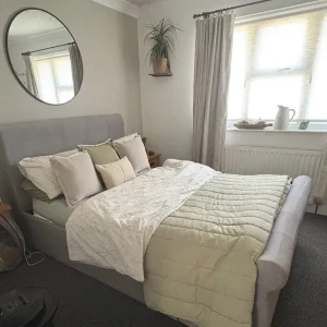 Double Dunelm sleigh bed with 2 storage drawers