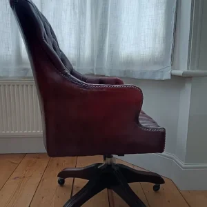 Vintage Tufted Office Chair – Leather, Reclines - Image 3