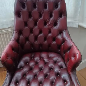 Vintage Tufted Office Chair – Leather, Reclines - Image 6