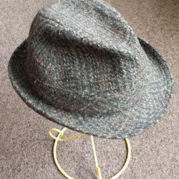 Vintage 1960s Dunn & Co Hand Woven Harris Tweed Trilby Hat