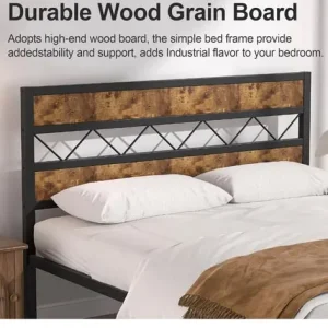 Double bed frame with wooden headboard - Image 3