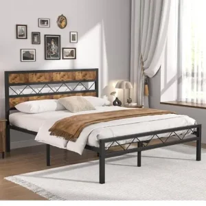 Double bed frame with wooden headboard - Image 5