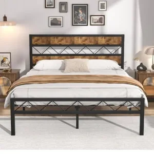 Double bed frame with wooden headboard - Image 7