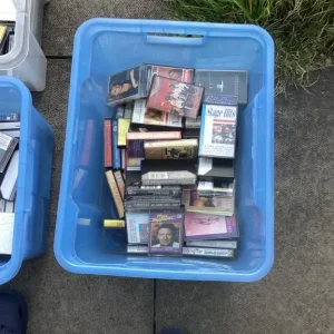 3 boxes of music cassettes some original, mostly pre-recorded, around 200+ tapes