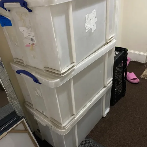 3 x heavy duty plastic storage containers