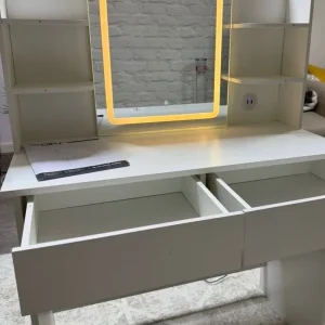 White Vanity Dressing Table with LED Mirror & Storage – Modern & Stylish - Image 5