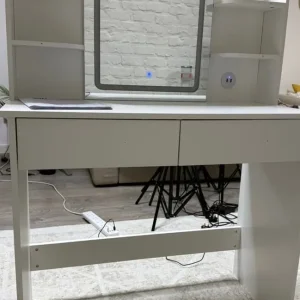 White Vanity Dressing Table with LED Mirror & Storage – Modern & Stylish - Image 6