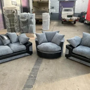 Dino 3+2x Settee Sofa Pair with Footstool - Image 2