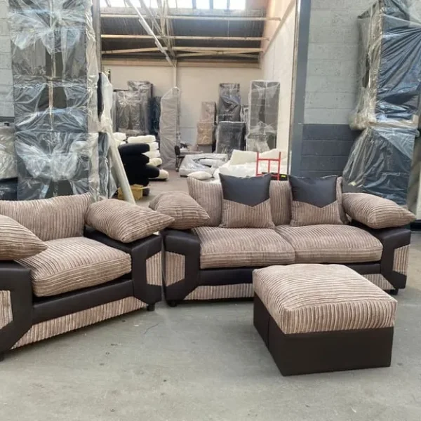 Dino 3+2x Settee Sofa Pair with Footstool