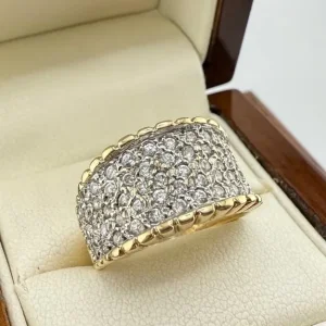 Stunning Wide 9ct Gold Diamond Band Ring – ~ 1ct Total Diamond Weight - Image 2