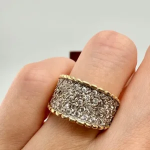 Stunning Wide 9ct Gold Diamond Band Ring – ~ 1ct Total Diamond Weight - Image 5