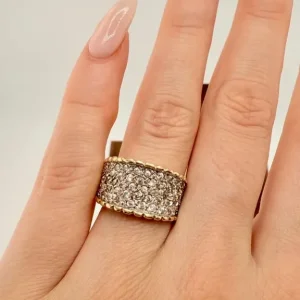 Stunning Wide 9ct Gold Diamond Band Ring – ~ 1ct Total Diamond Weight - Image 6