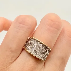 Stunning Wide 9ct Gold Diamond Band Ring – ~ 1ct Total Diamond Weight - Image 8